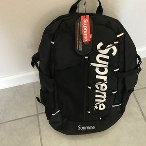 NEW SUPREME Backpack SS17 Black Box Logo Bag